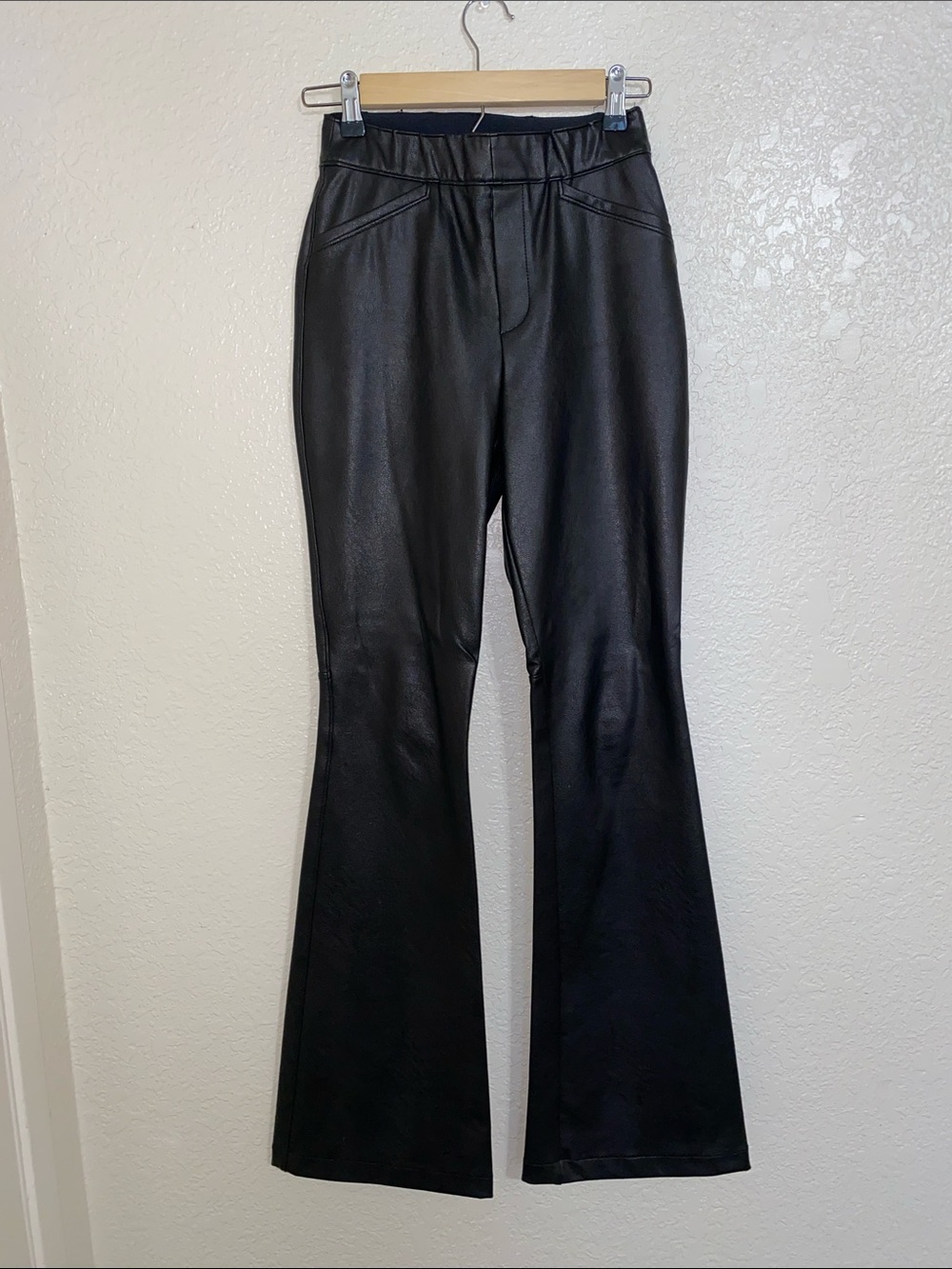 SPANX Black Faux Leather Flare Pants